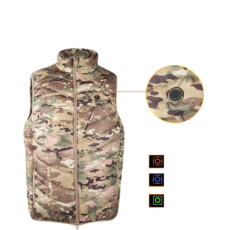 Doudoune sans manche chauffante de chasse camouflage militaire pour homme