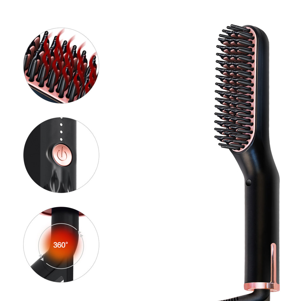 Peigne multifonction avec picots chauffants et lissants pour barbes et cheveux