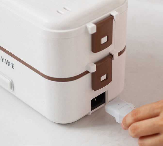 Bento chauffant blanc deux niveaux