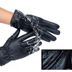 Gants chauffant en cuir PU pour femme