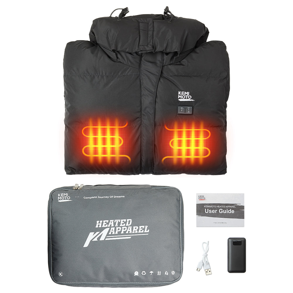 Manteau noir en coton chauffant chargeable en usb pour femmes