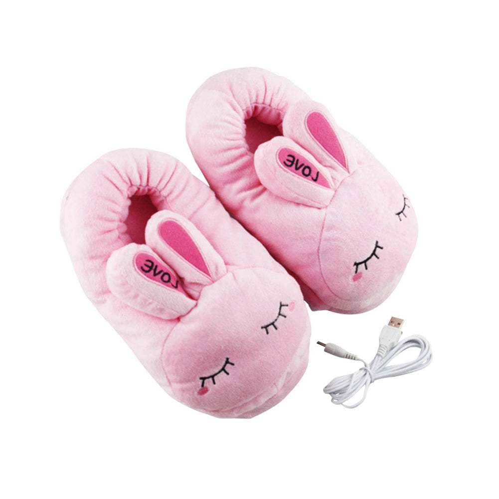 Chaussons chauffants USB lapins roses