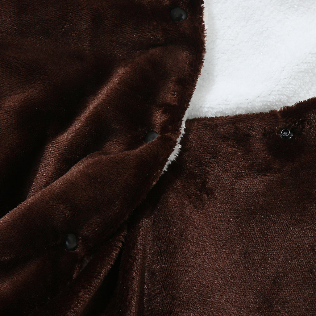 Poncho chauffant en peluche marron