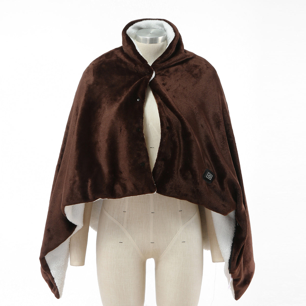 Poncho chauffant en peluche marron