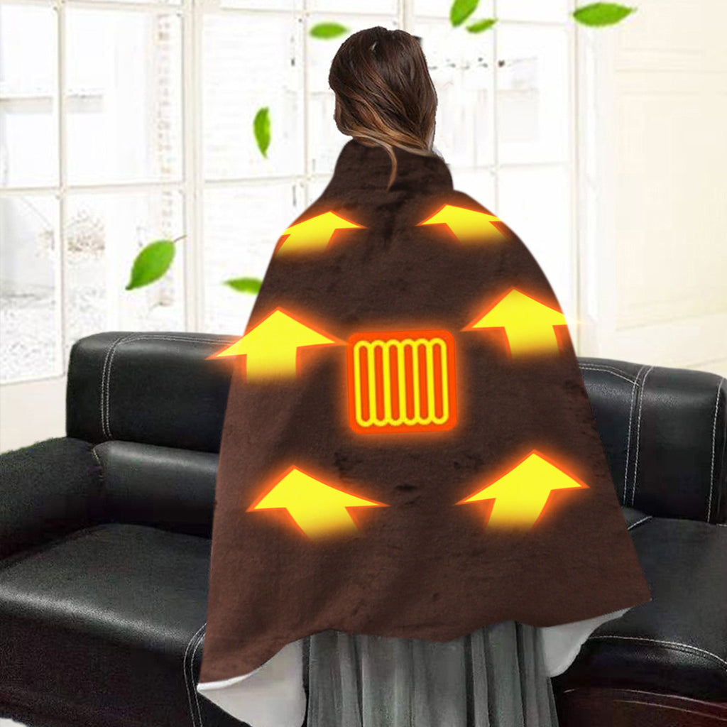 Poncho chauffant en peluche marron