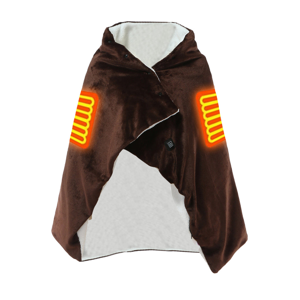 Poncho chauffant en peluche marron
