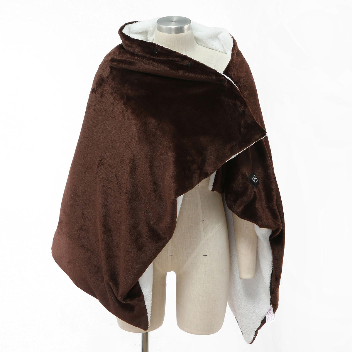 Poncho chauffant en peluche marron