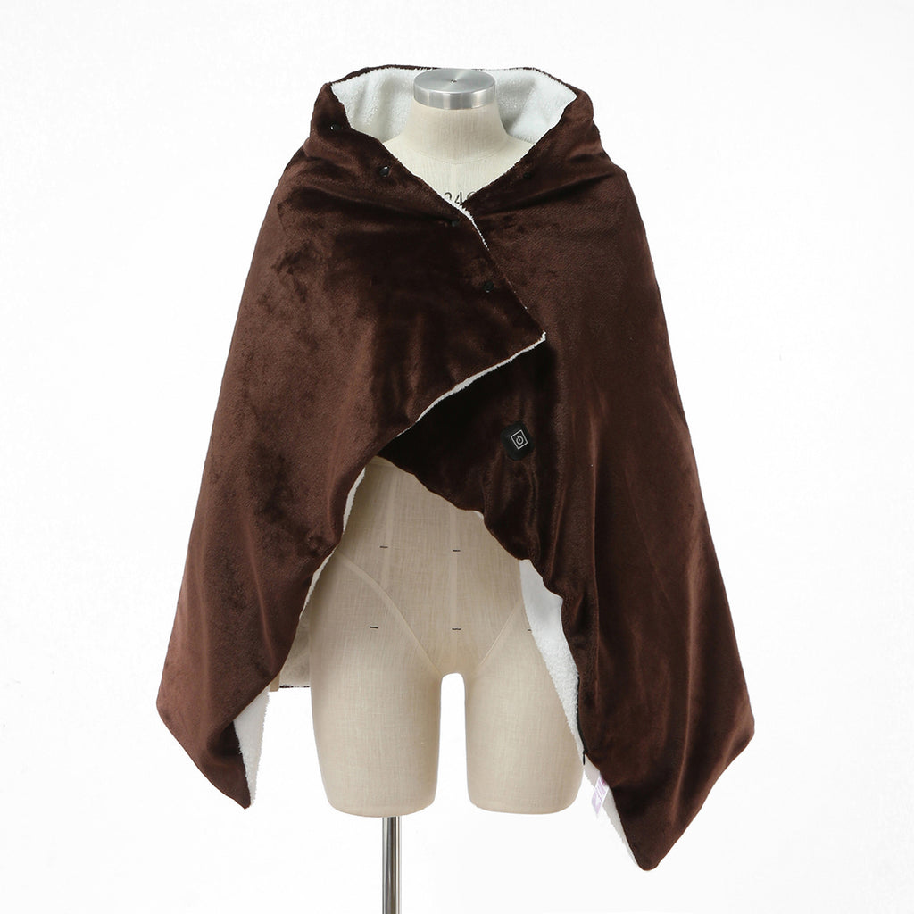 Poncho chauffant en peluche marron