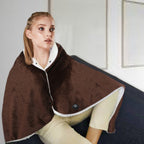 Poncho chauffant en peluche marron