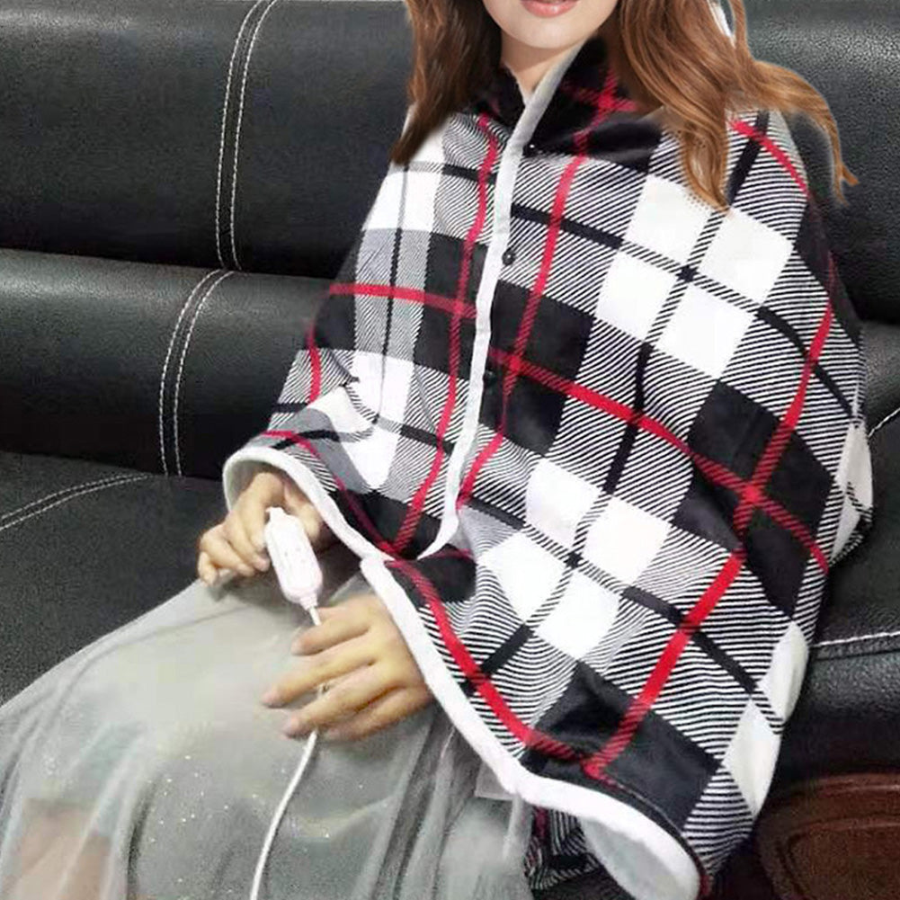 Poncho chauffant à carreaux