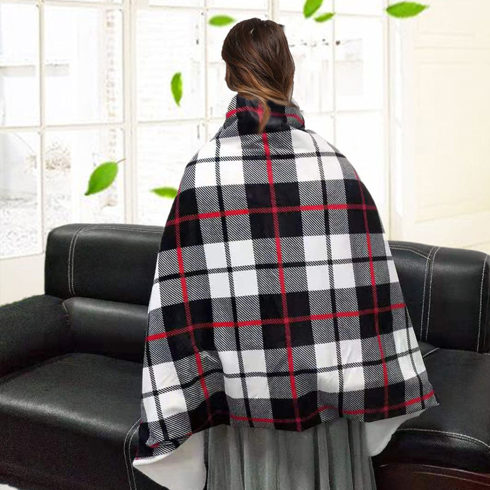Poncho chauffant à carreaux