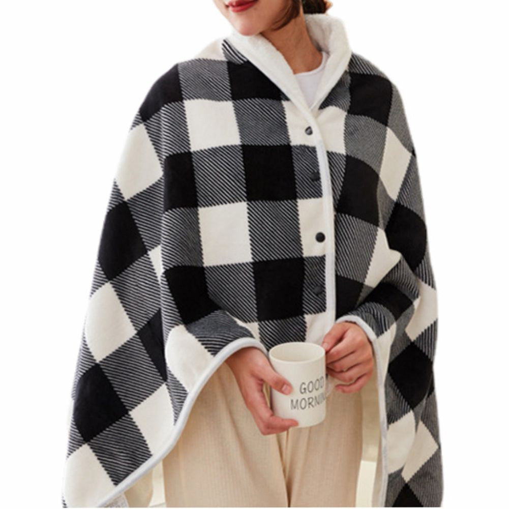 Poncho chauffant à carreaux