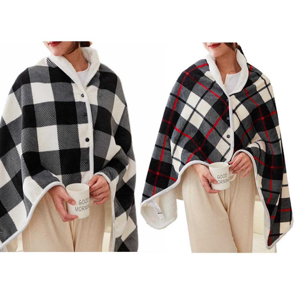 Poncho chauffant à carreaux
