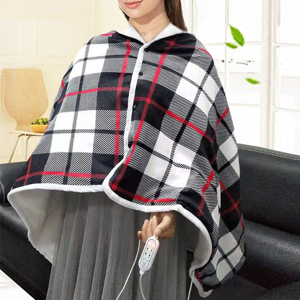 Poncho chauffant à carreaux
