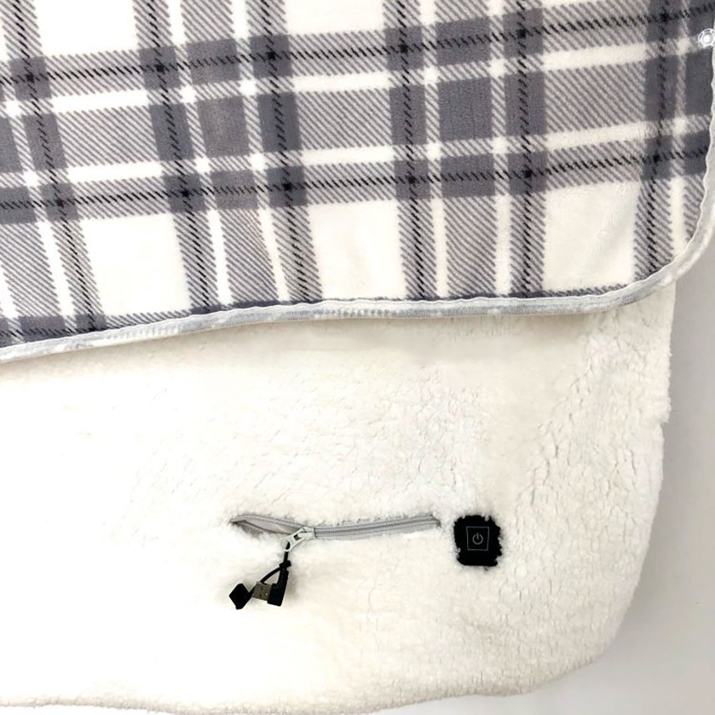 Poncho chauffant en peluche à carreaux