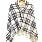 Poncho chauffant en peluche à carreaux