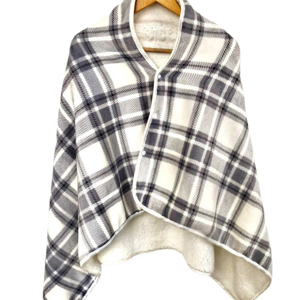 Poncho chauffant en peluche à carreaux