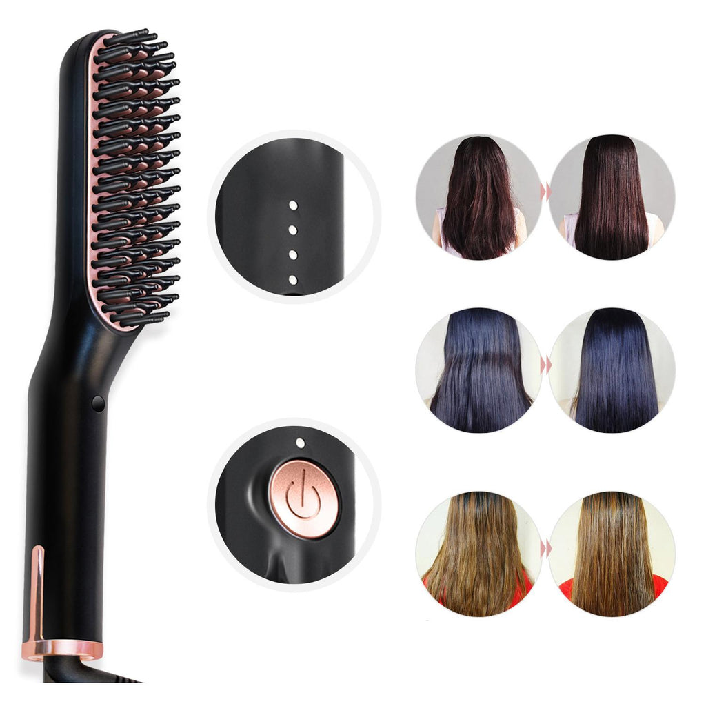 Peigne multifonction avec picots chauffants et lissants pour barbes et cheveux