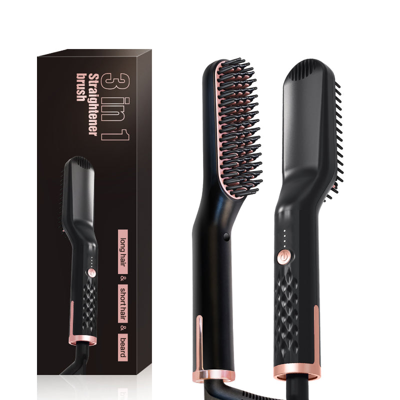Peigne multifonction avec picots chauffants et lissants pour barbes et cheveux