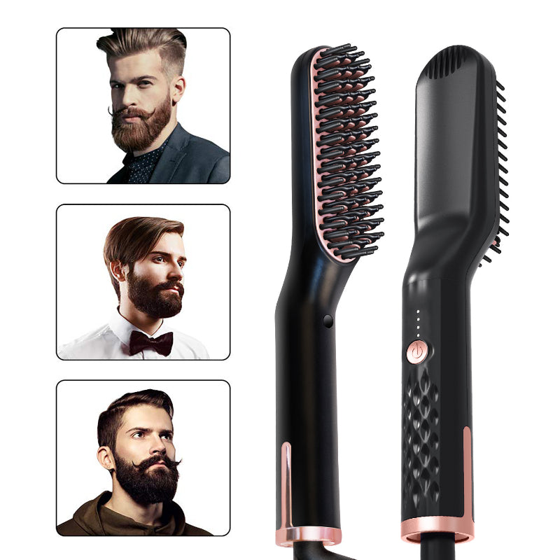 Peigne multifonction avec picots chauffants et lissants pour barbes et cheveux