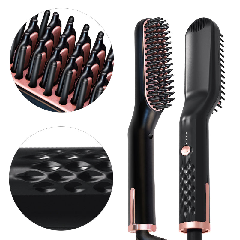 Peigne multifonction avec picots chauffants et lissants pour barbes et cheveux