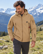 Blouson chauffant à capuche en coton pour hommes — porté en situation