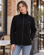 Pull chauffant électrique en polaire à zip — porté en situation