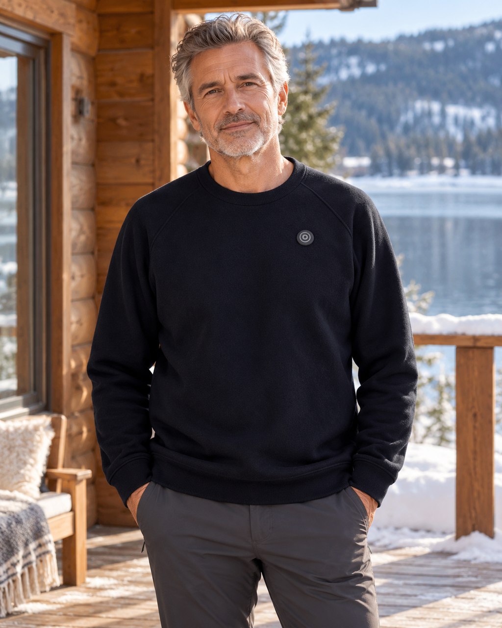 Pull polaire chauffant — porté en situation