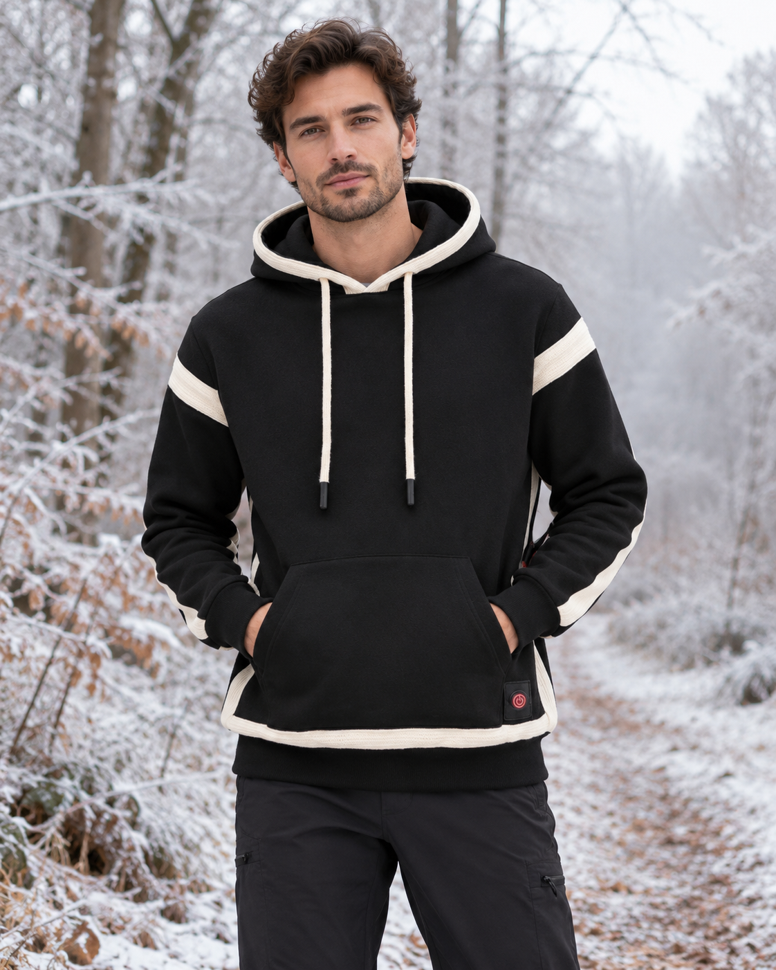 Sweat à capuche chauffants USB pour homme — porté en situation