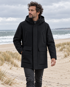 Manteau chauffant électrique avec port USB pour hommes — porté en situation