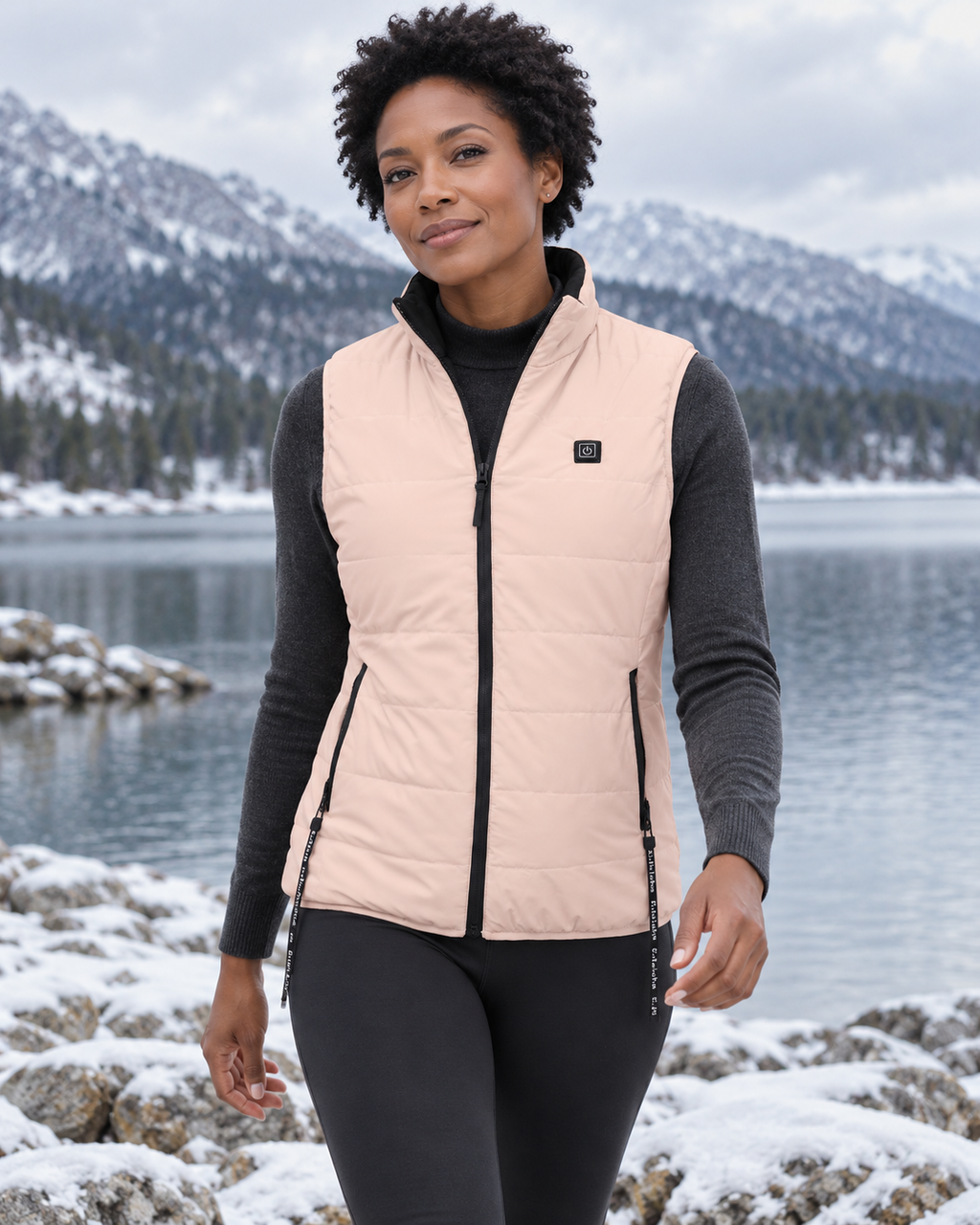 Gilet chauffant réversible pour femme — porté en situation