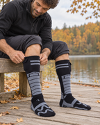 Chaussettes chauffantes pour moto — porté en situation