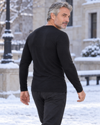 Tee-shirt chauffant noir en coton pour homme — porté en situation
