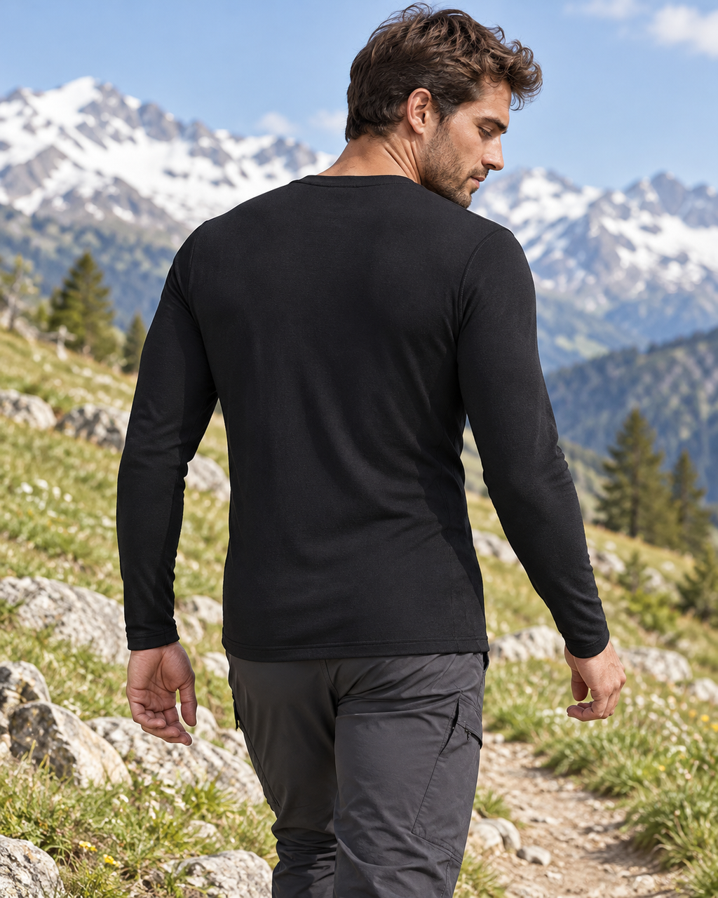 Tee-shirt chauffant en coton pour homme — porté en situation