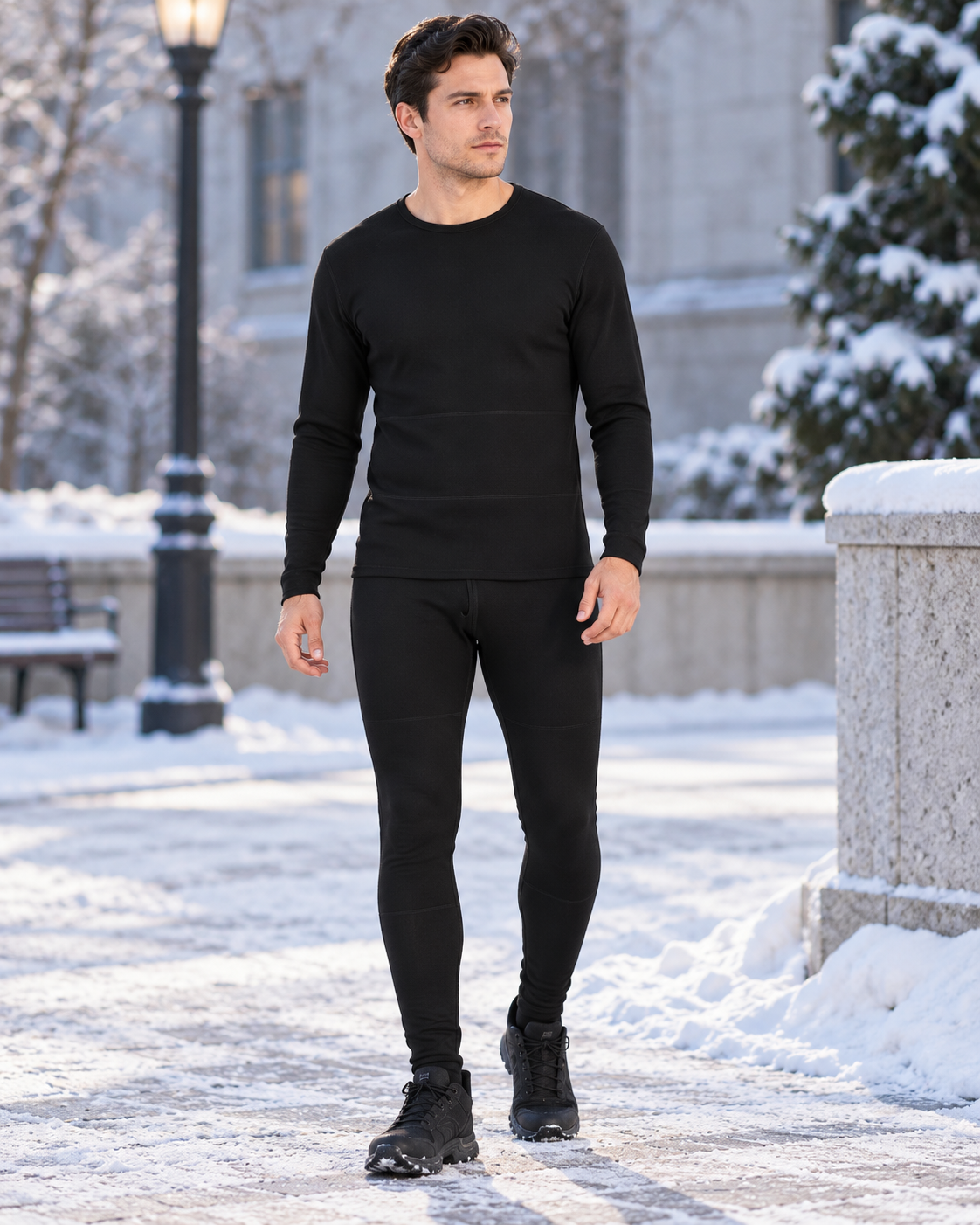 Pantalon chauffant coupe serrée pour homme — porté en situation