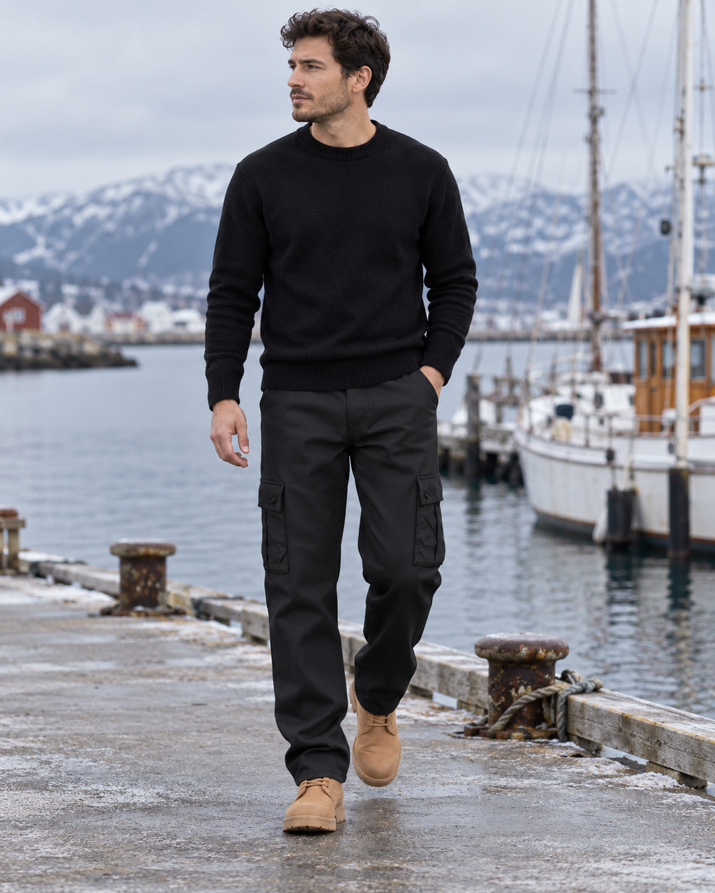 Pantalon chauffant large pour homme — porté en situation