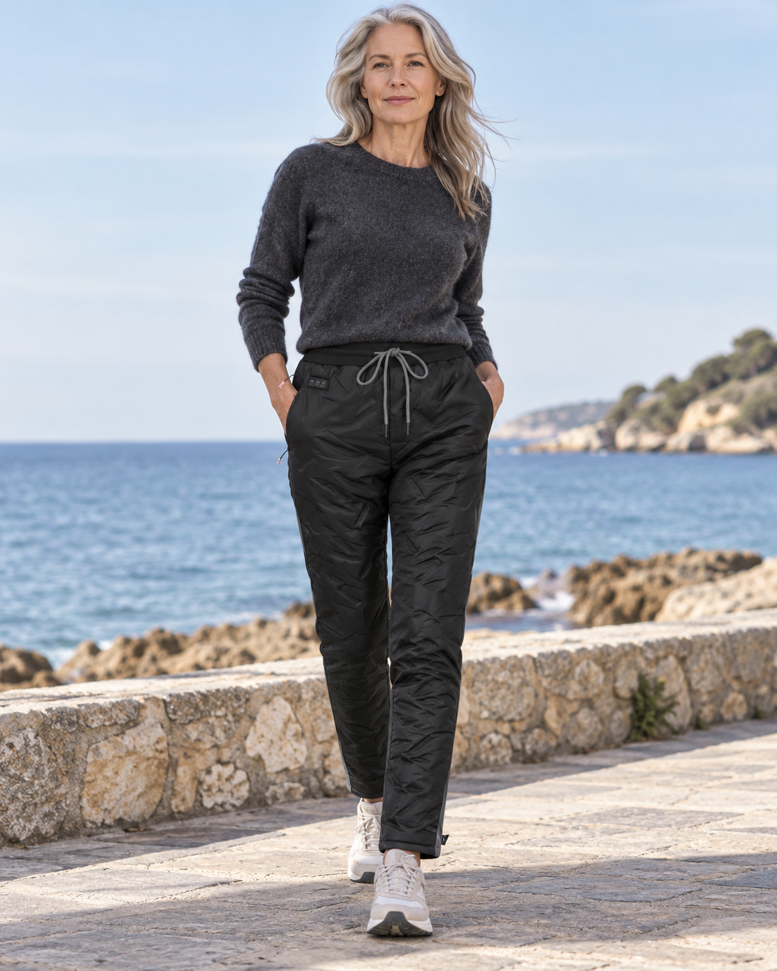 Pantalon chauffant épais pour femme — porté en situation