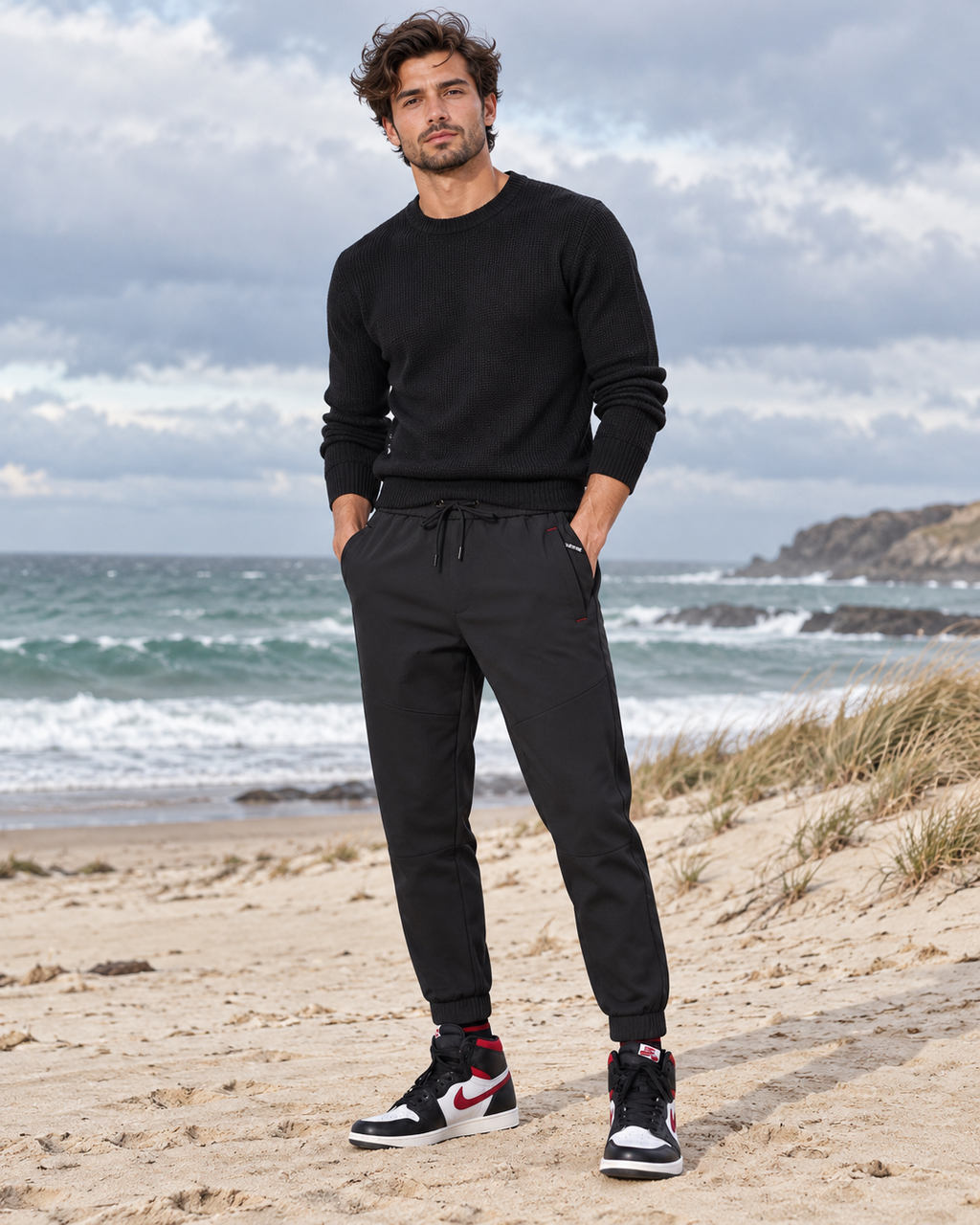 Pantalon chauffant avec cordon de serrage pour homme — porté en situation