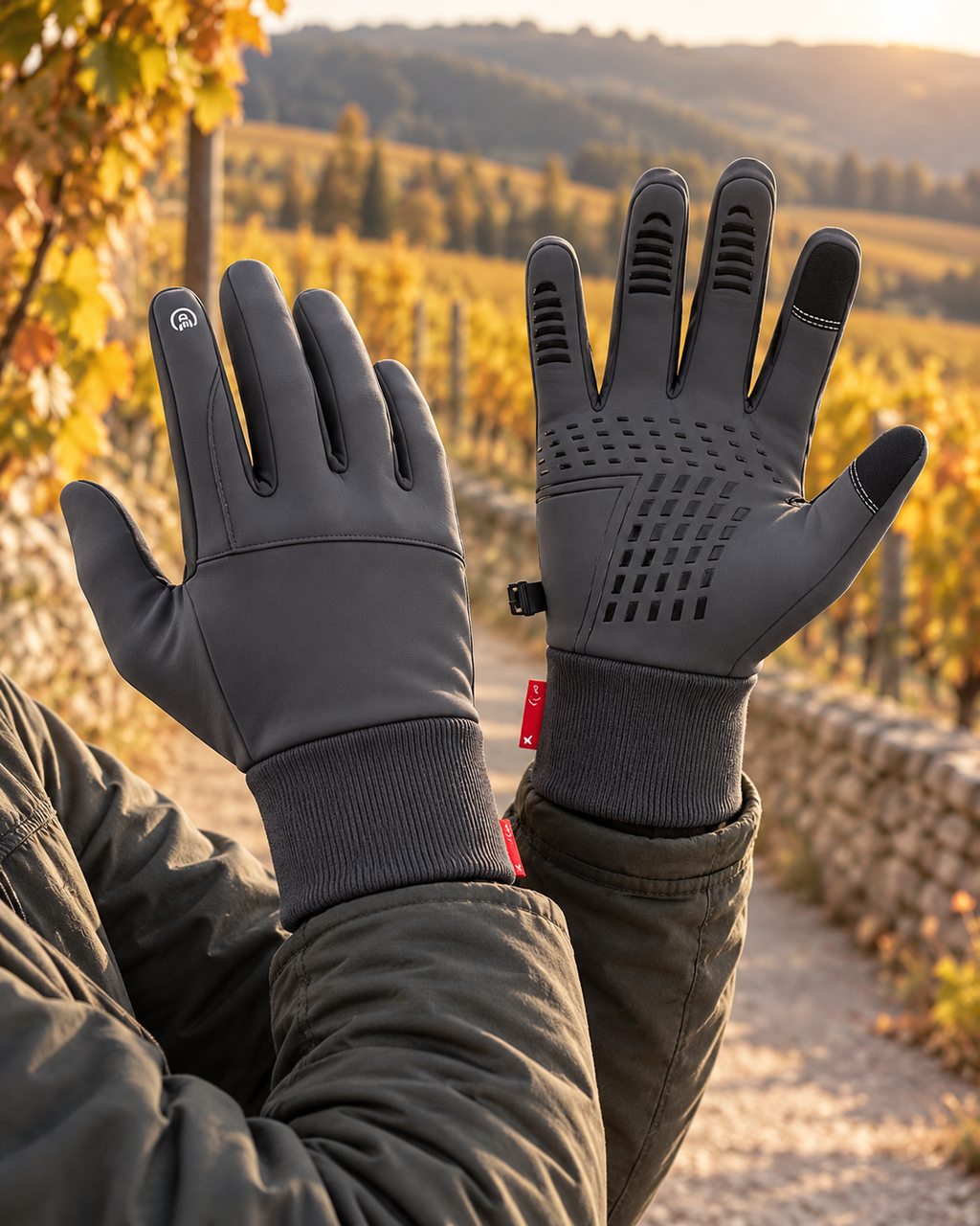 Gants d’hiver chauffant pour hommes — porté en situation