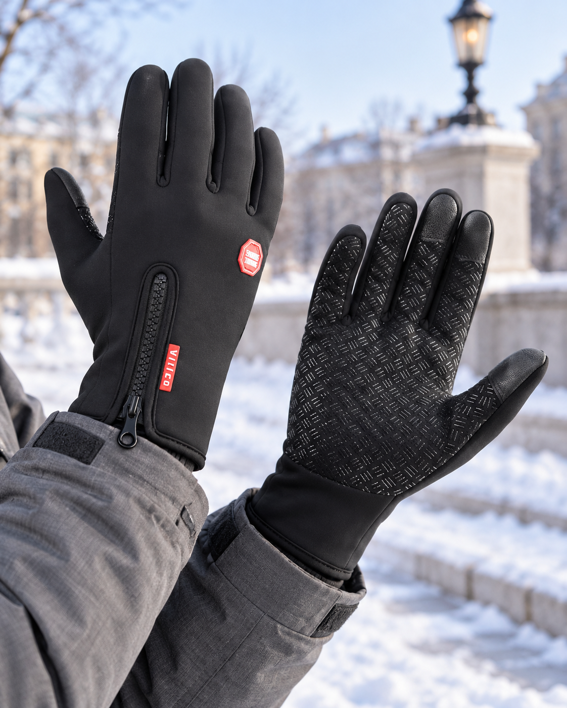 Sous gants thermiques imperméables pour hommes et femmes — porté en situation