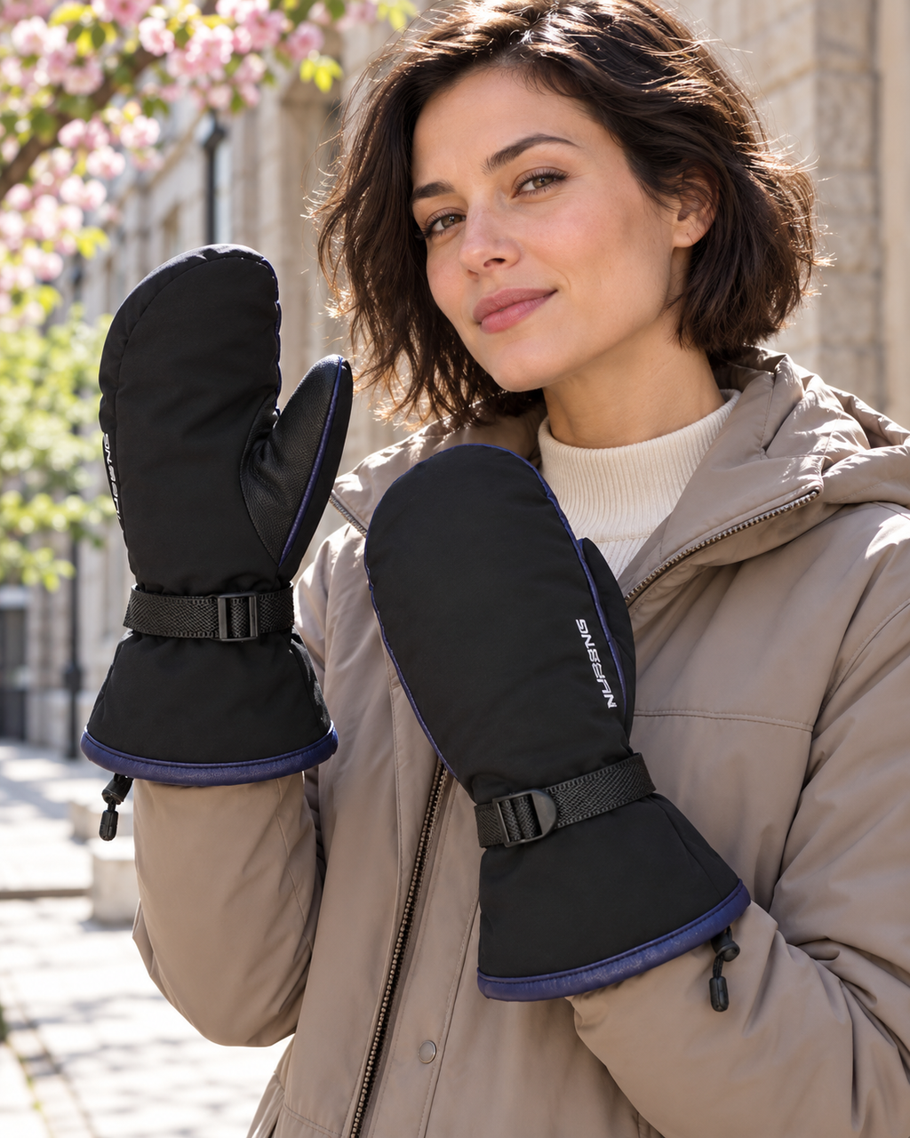 Moufles chauffantes rechargeables pour hommes et femmes — porté en situation