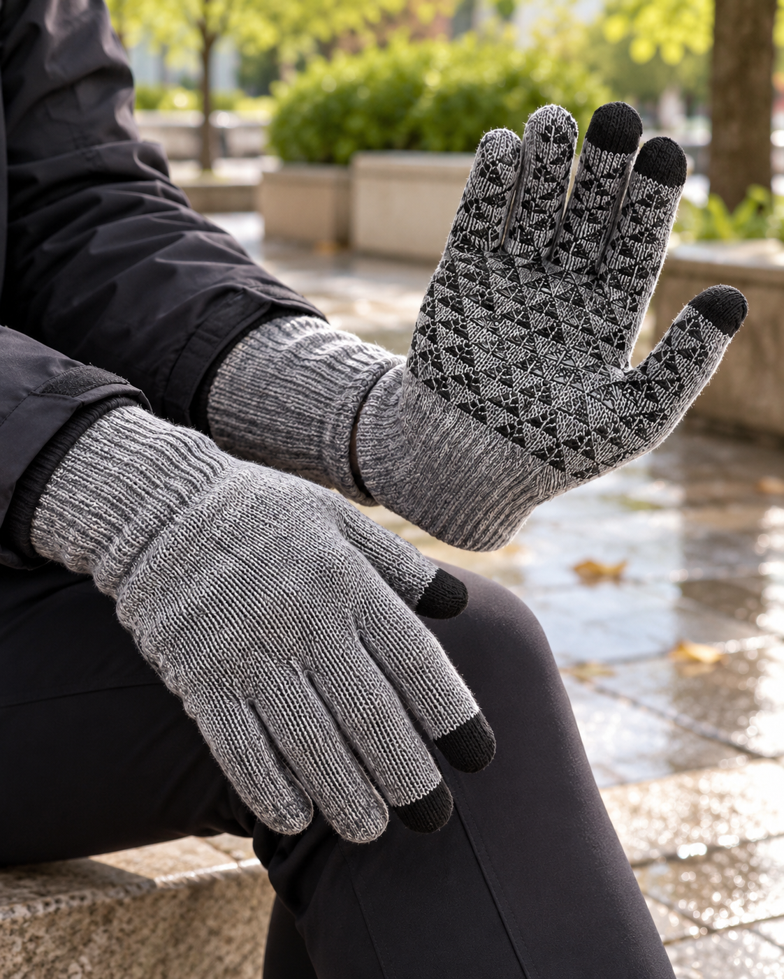 Gants légers chauffants — porté en situation