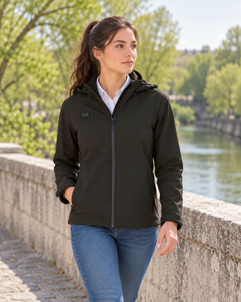 Veste chauffante sport — porté en situation