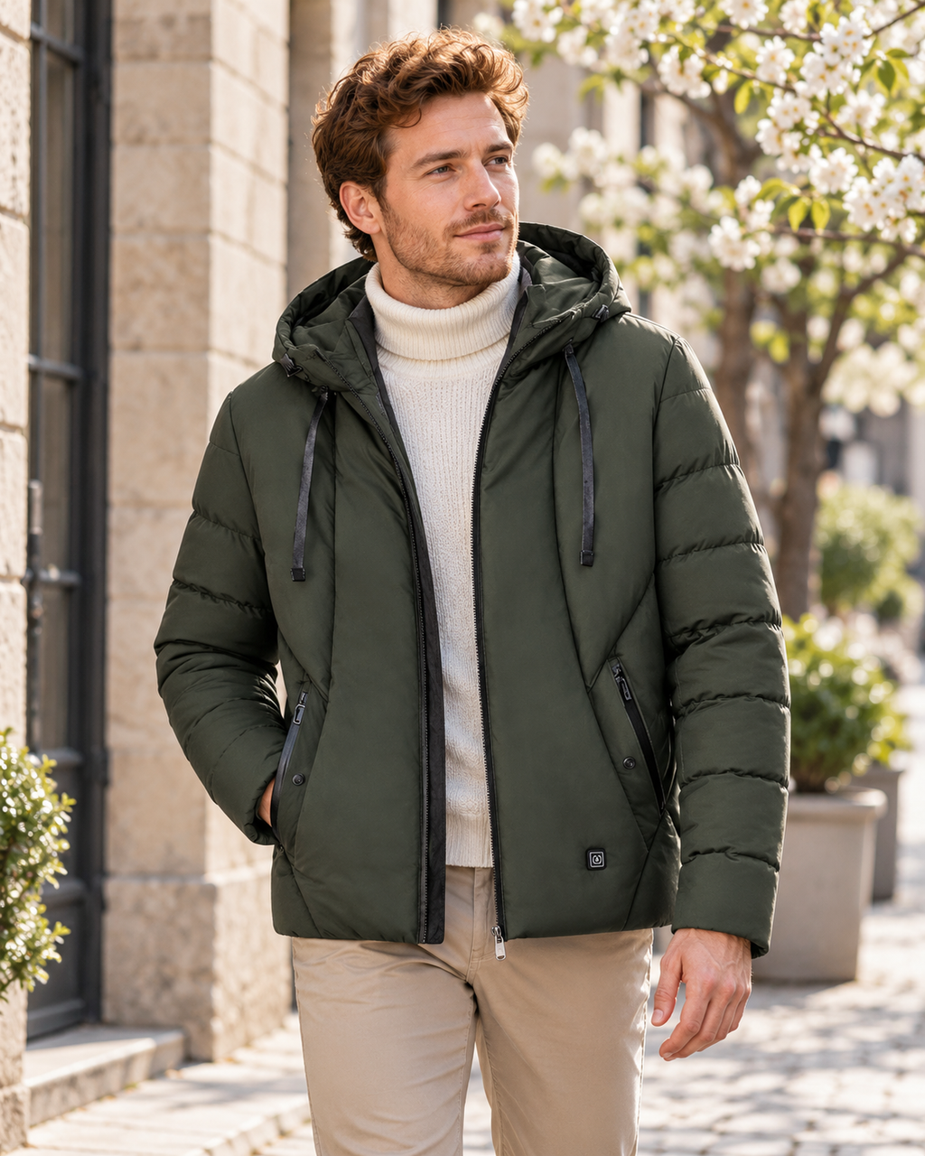 Veste hiver homme chauffante — porté en situation