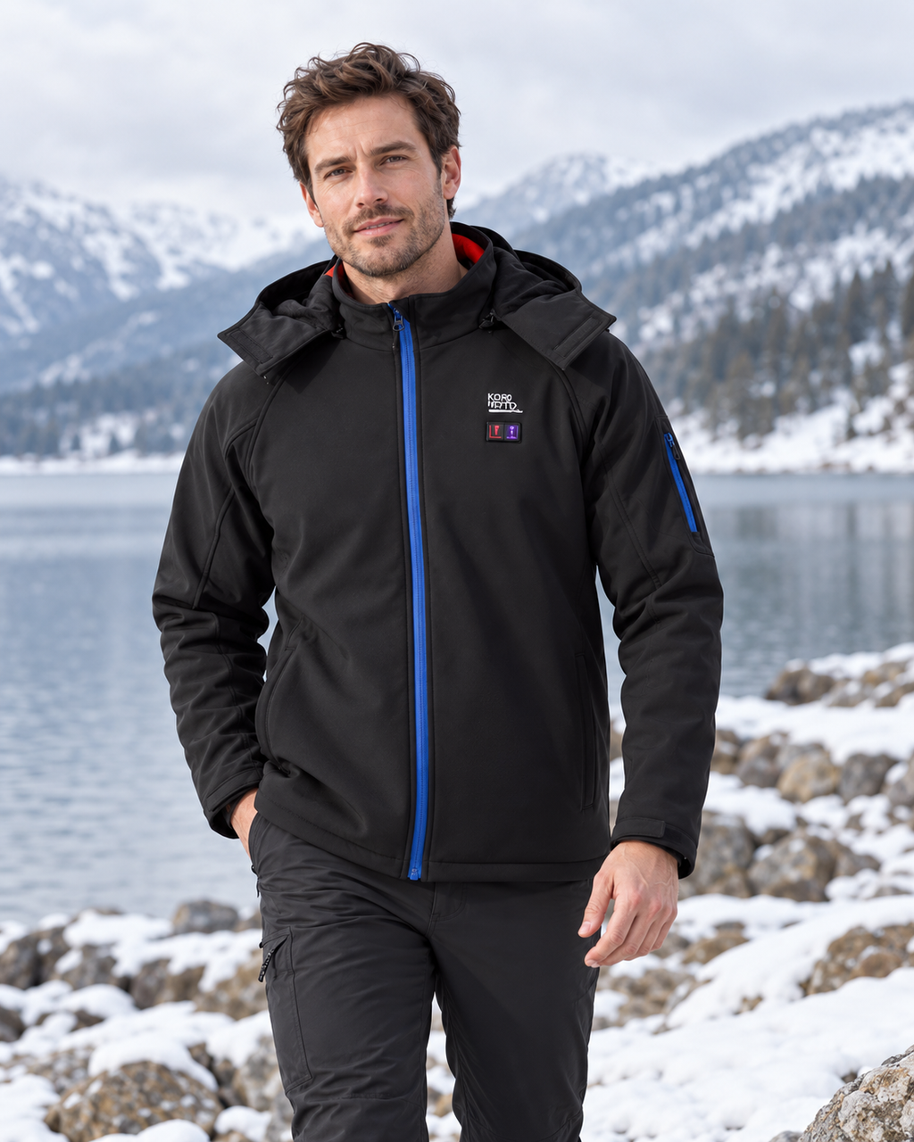 Veste chauffante homme avec batterie — porté en situation