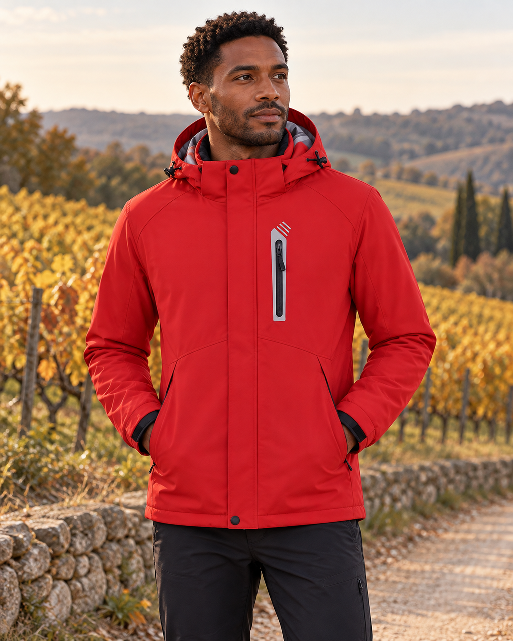 Veste chauffante pour le ski — porté en situation