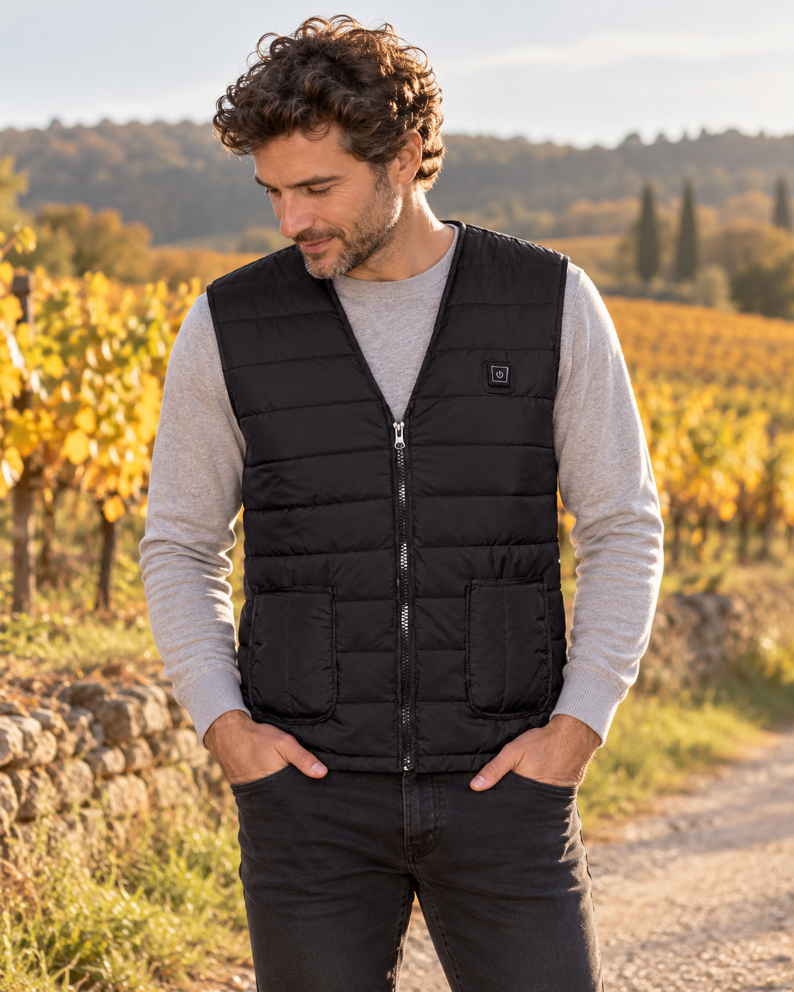 Veste chauffante lavable — porté en situation