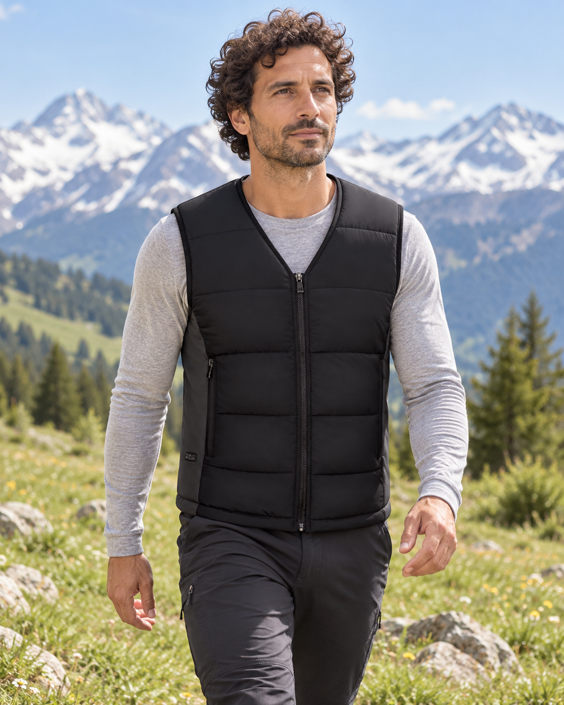 Veste chauffante noir — porté en situation