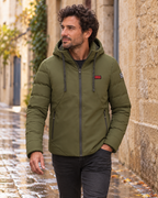 Veste qui chauffe homme Khaki double contrôle — porté en situation