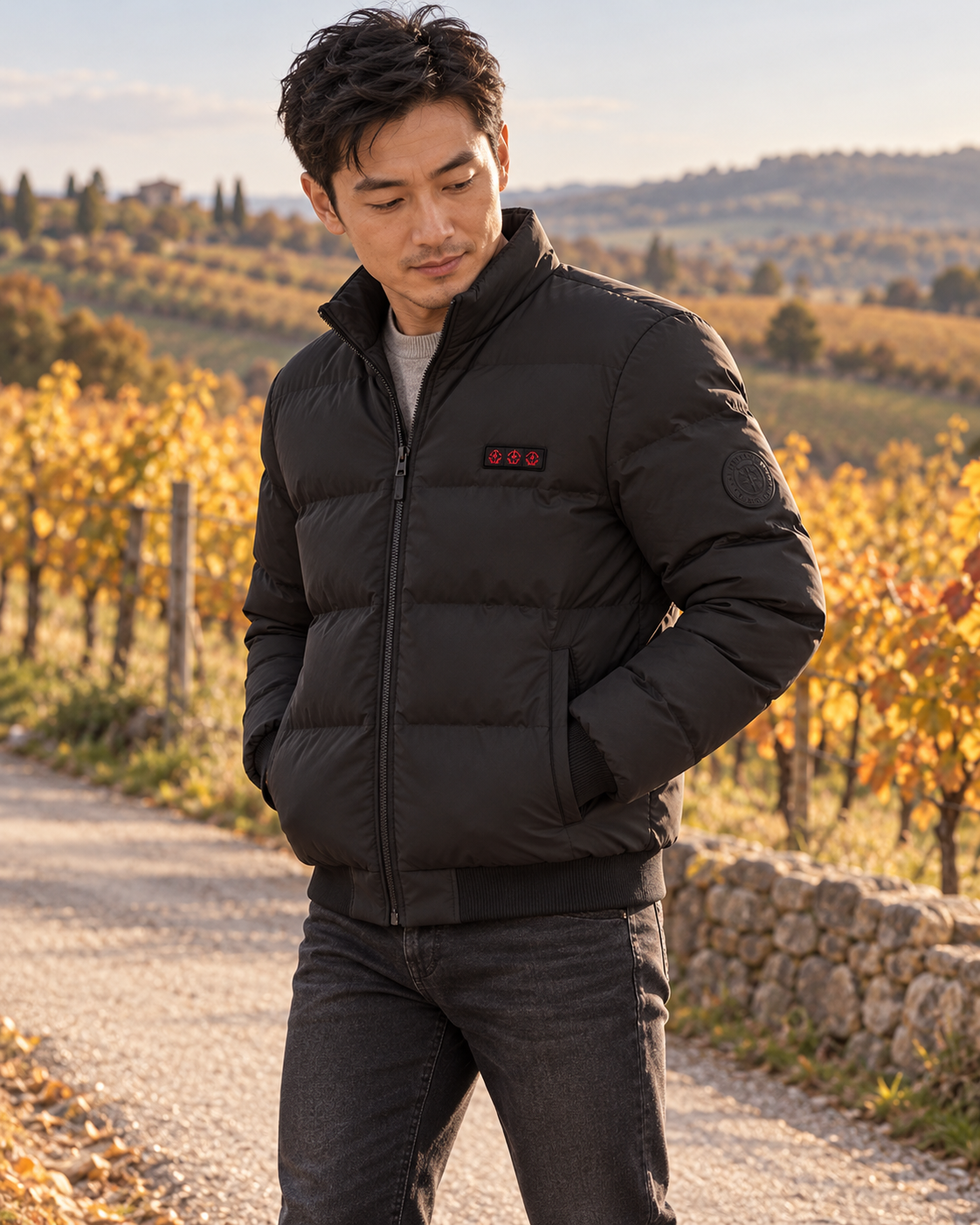 Manteau chauffant homme — porté en situation